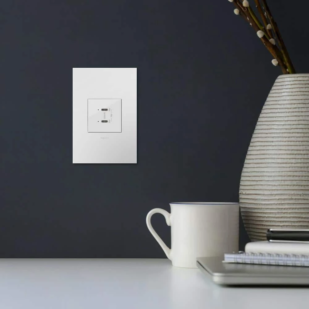 Adorne 6.0 Amp 30 Watt Ultra-Fast Plus Power Delivery USB Type-C/C, White by Legrand 4 Adorne 6.0 Amp 30 Watt Ultra-Fast Plus Power Delivery USB Type-C/C, White by Legrand - Image 2