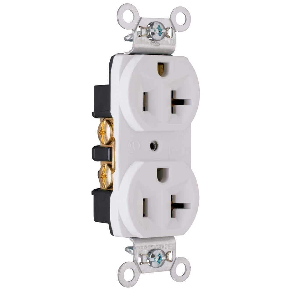 Pass and Seymour 20 Amp 125-Volt Commercial Grade Backwire Duplex Outlet, White by Legrand 3 Pass and Seymour 20 Amp 125-Volt Commercial Grade Backwire Duplex Outlet, White by Legrand