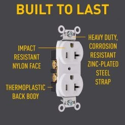 Pass and Seymour 20 Amp 125-Volt Commercial Grade Backwire Duplex Outlet, White (10-Pack) by Legrand -Legrand Sales white legrand electrical outlets receptacles crb5362wcp6 1f 1000