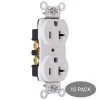 Pass and Seymour 20 Amp 125-Volt Commercial Grade Backwire Duplex Outlet, White (10-Pack) by Legrand -Legrand Sales white legrand electrical outlets receptacles crb5362wcp6 64 1000