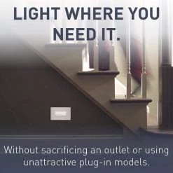 Radiant 125-Volt Horizontal Step Night Light Decorator Duplex Outlet, White by Legrand -Legrand Sales white legrand electrical outlets receptacles ntlhorzwcc6 4f 1000