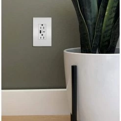 Radiant 15 Amp 125-Volt Decorator Duplex Outlet with 6.0 Amp Type A/C USB, White by Legrand -Legrand Sales white legrand electrical outlets receptacles r26usbac6wccv6 1d 1000