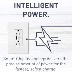 Radiant 15 Amp 125-Volt Decorator Duplex Outlet with 6.0 Amp Type A/C USB, White by Legrand -Legrand Sales white legrand electrical outlets receptacles r26usbac6wccv6 44 1000