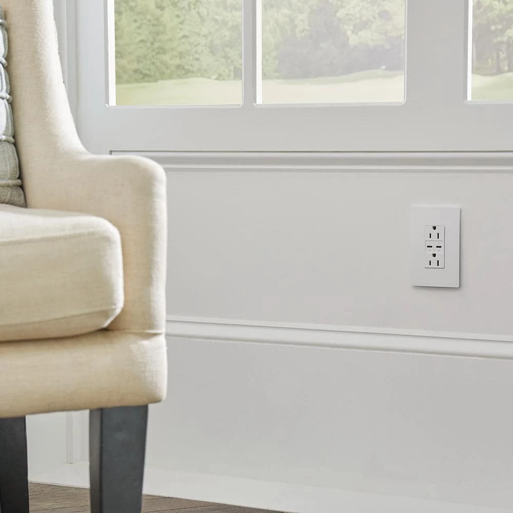 Radiant 15 Amp 125-Volt Tamper-Resistant Duplex Outlet with Ultra-Fast 6A PLUS 30W Power Delivery USB C/C, White by Legrand 4 Radiant 15 Amp 125-Volt Tamper-Resistant Duplex Outlet with Ultra-Fast 6A PLUS 30W Power Delivery USB C/C, White by Legrand - Image 2