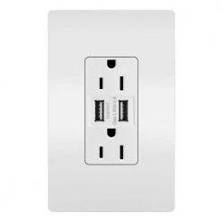 Radiant 15 Amp 125-Volt Duplex Outlet with 3.1 Amp USB with Wall Plate, White by Legrand