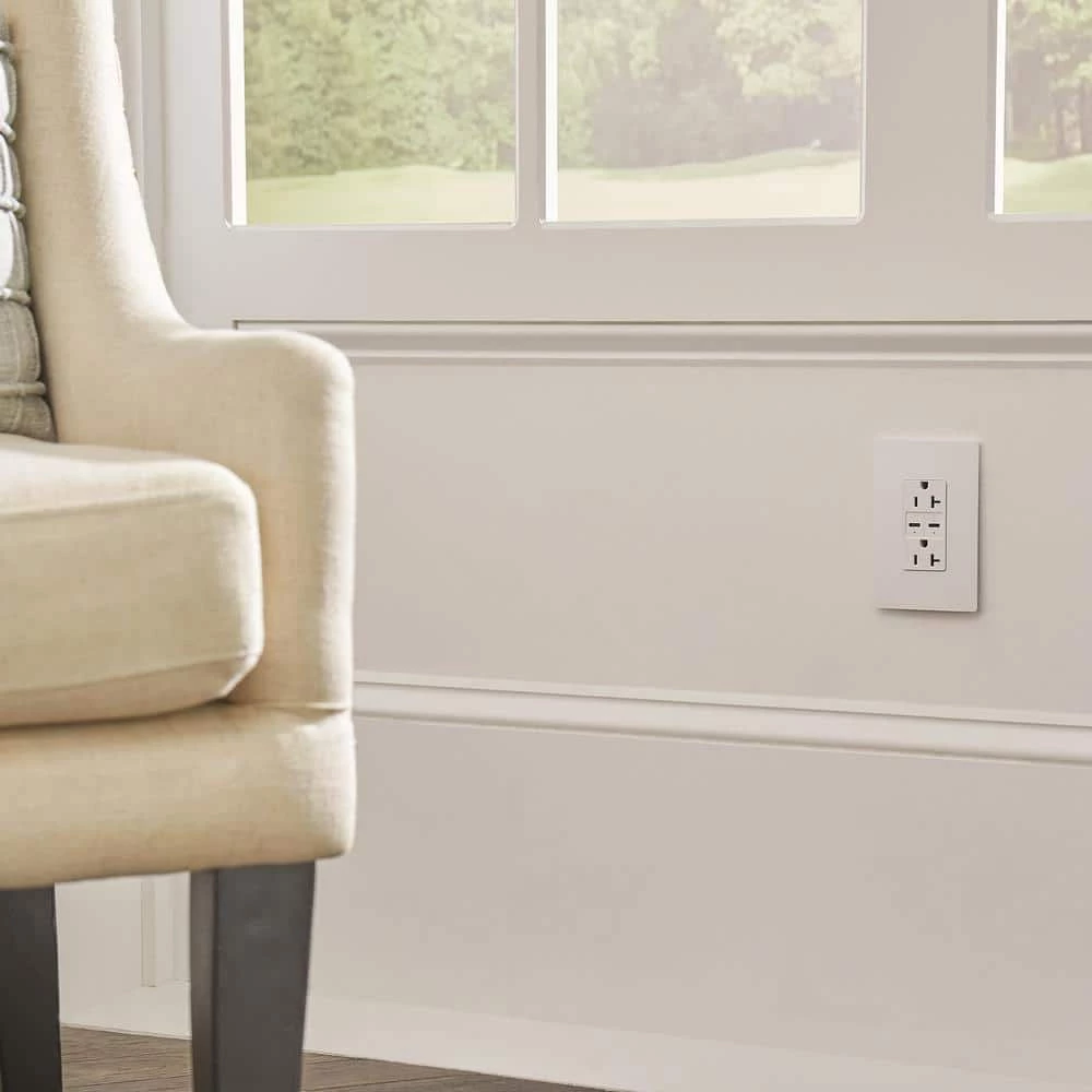 Radiant 20 Amp 125-Volt Tamper-Resistant Duplex Outlet with Ultra-Fast 6A PLUS 30W Power Delivery USB C/C, White by Legrand 4 Radiant 20 Amp 125-Volt Tamper-Resistant Duplex Outlet with Ultra-Fast 6A PLUS 30W Power Delivery USB C/C, White by Legrand - Image 2