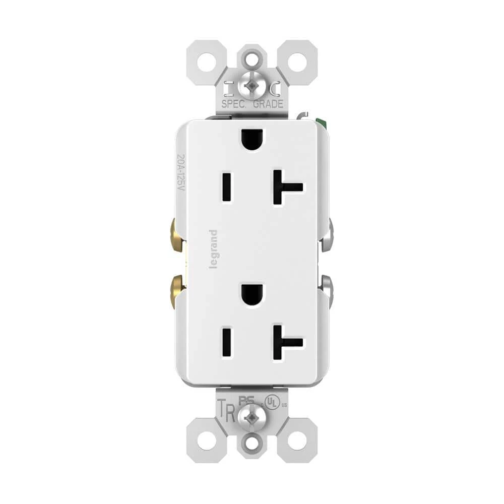 Radiant 20-Amp 125-Volt Tamper Resistant Decorator Duplex Spec Grade Heavy Duty Outlet, White by Legrand 3 Radiant 20-Amp 125-Volt Tamper Resistant Decorator Duplex Spec Grade Heavy Duty Outlet, White by Legrand