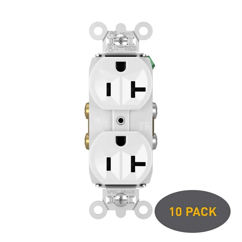 Pass and Seymour 20 Amp 125-Volt Tamper Resistant Commercial Grade Backwire Duplex Outlet, White (10-Pack) by Legrand 3 Pass and Seymour 20 Amp 125-Volt Tamper Resistant Commercial Grade Backwire Duplex Outlet, White (10-Pack) by Legrand