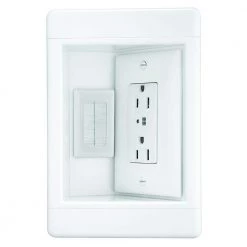 Pass & Seymour 1 Gang Recessed TV Media Box Kit with Surge Suppressing Outlet and Low Voltage Inserts, White by Legrand