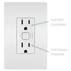 Radiant Smart 15 Amp 125-Volt Tamper Resistant Wi-Fi Decorator Duplex Smart Outlet, White by Legrand -Legrand Sales white legrand electrical outlets receptacles wwrr15whccv2 fa 1000