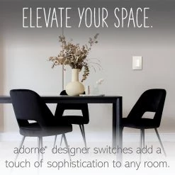 Adorne Paddle 15 Amp 277-Volt Single Pole/3-Way Half Size Rocker Light Switch, White by Legrand -Legrand Sales white legrand light switches aspd1531w277 1f 1000