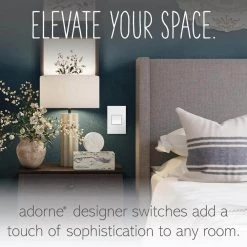 Adorne Paddle 15 Amp Single Pole/3-Way Decorator Switch with Wall Plate, White by Legrand -Legrand Sales white legrand light switches aspd1532w4wp 1f 1000