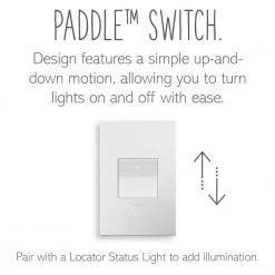 Adorne Paddle 15 Amp Single Pole/3-Way Decorator Switch with Wall Plate, White by Legrand -Legrand Sales white legrand light switches aspd1532w4wp 4f 1000