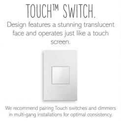 Adorne Touch 15 Amp Single-Pole/3-Way Switch, White by Legrand -Legrand Sales white legrand light switches asth1532w2 4f 1000