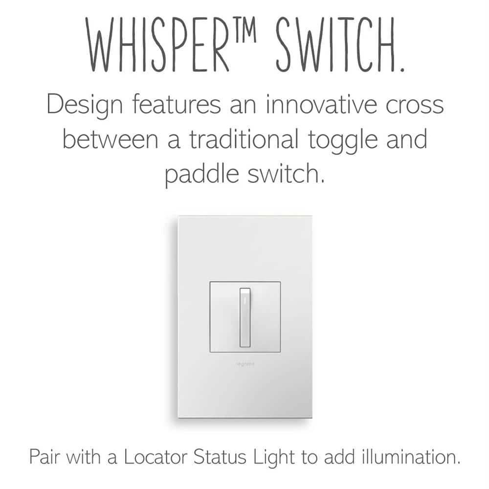 Adorne Whisper 15 Amp Single-Pole/3-Way Switch, White by Legrand 9 Adorne Whisper 15 Amp Single-Pole/3-Way Switch, White by Legrand - Image 7