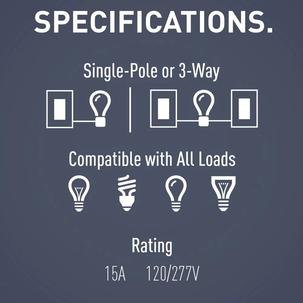 Radiant 15 Amp 120-Volt Single-Pole/3-Way Rocker Light Switch with Night Light, White by Legrand 10 Radiant 15 Amp 120-Volt Single-Pole/3-Way Rocker Light Switch with Night Light, White by Legrand - Image 8