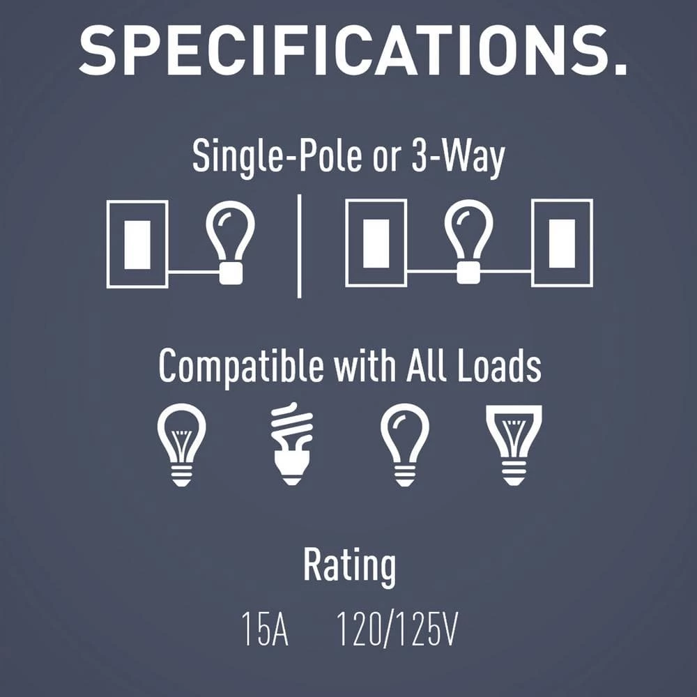 Radiant 15 Amp 120-Volt 3-Switch 3-Way Plus 2 Single-Pole Combination Decorator Rocker Light Switch, White by Legrand 8 Radiant 15 Amp 120-Volt 3-Switch 3-Way Plus 2 Single-Pole Combination Decorator Rocker Light Switch, White by Legrand - Image 6