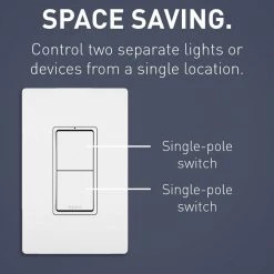 Radiant 15 Amp 120-Volt 2-Switch Single-Pole plus Single-Pole Combination Decorator Rocker Light Switch, White by Legrand -Legrand Sales white legrand light switches rcd11wcc6 c3 1000