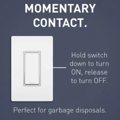Radiant 15 Amp 120-Volt Single-Pole Momentary Contact Garbage Disposal Decorator/Rocker Light Switch, White by Legrand -Legrand Sales white legrand light switches tm870stmwcc6 1f 1000