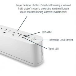 Wiremold ModPower 10 ft. Cord White 3-Outlet Primary Unit Surface Mount Power Strip with USB A/C by Legrand 25 Wiremold ModPower 10 ft. Cord White 3-Outlet Primary Unit Surface Mount Power Strip with USB A/C by Legrand -Legrand Sales white legrand power strips mdsa10 wh 31 1000