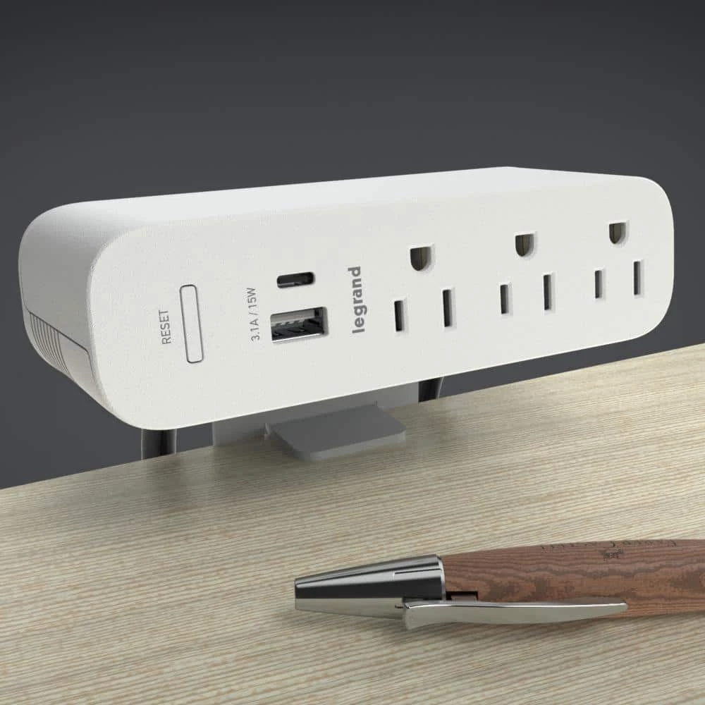 Wiremold ModPower 10 ft. Cord White 3-Outlet Primary Unit Surface Mount Power Strip with USB A/C by Legrand 4 Wiremold ModPower 10 ft. Cord White 3-Outlet Primary Unit Surface Mount Power Strip with USB A/C by Legrand - Image 2
