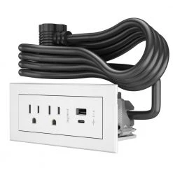6 ft. Cord 15 Amp 2-Outlet and 2 Type A/C USB Radiant Furniture Power Strip in White by Legrand