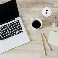 Round Furniture Power Strip with 2 Type A/C USB, White, 6 ft. Cord by Legrand -Legrand Sales white legrand power strips rfpcuauc wh 1d 1000