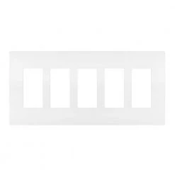 Radiant 5 Gang 5-Decorator Rocker Screwless Wall Plate, White (1-Pack) by Legrand