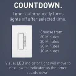 Radiant 4 Button 60-Minutes, 40-Minutes, 20-Minutes, 10-Minutes Indoor Digital Countdown Timer, White by Legrand -Legrand Sales white legrand timers rt2wccv4 4f 1000