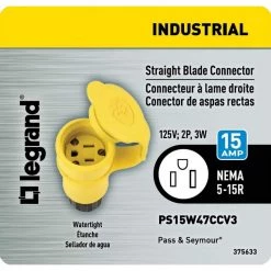 Pass & Seymour 15 Amp 125-Volt NEMA 4X Watertight Connector by Legrand -Legrand Sales yellow legrand electrical plugs connectors ps15w47ccv3 4f 1000